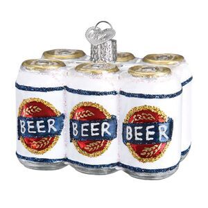 Old World Christmas Six Pack of Beer Man Cave Holiday Ornament Glass